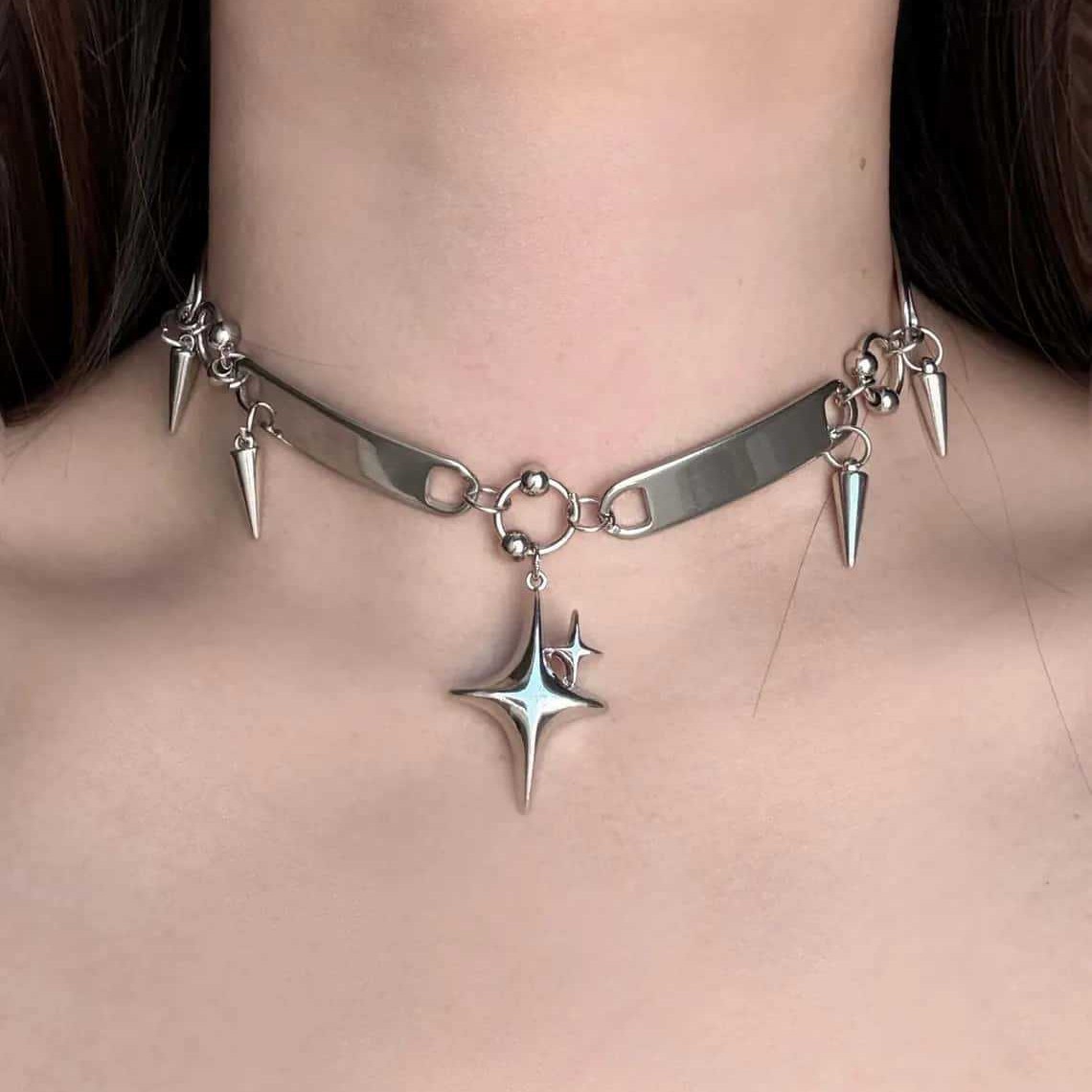 Women'S Accessories Rings - Gargantilla Punk con Estrellas Remachadas, Joyería