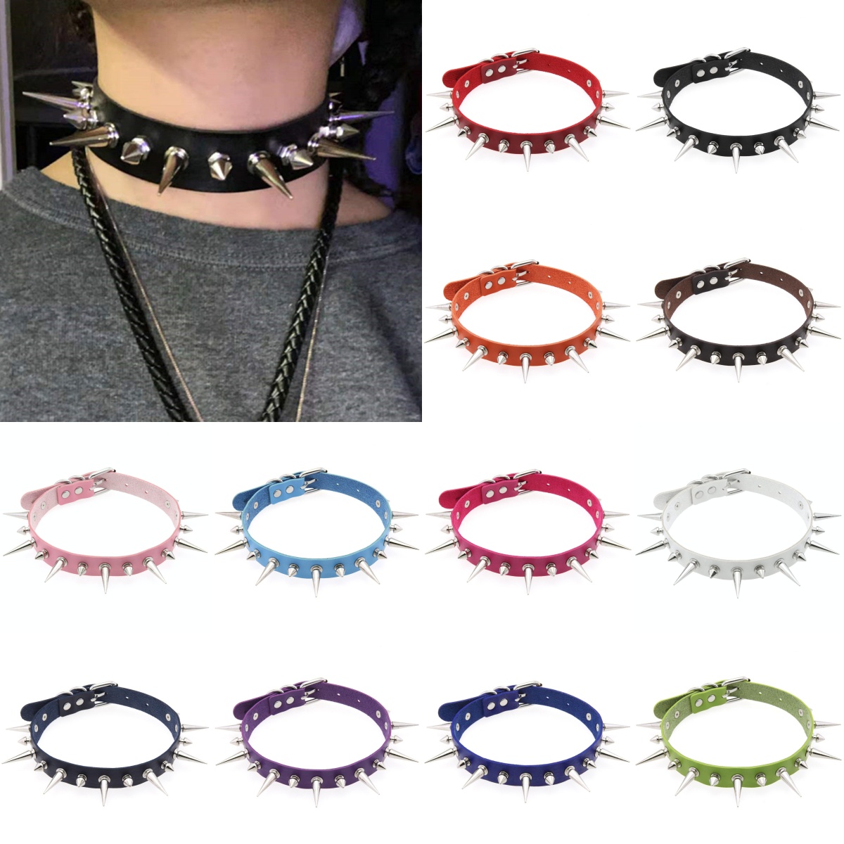 Collares de cuero PU con remac - Women'S Emo Accessories reseña y precio